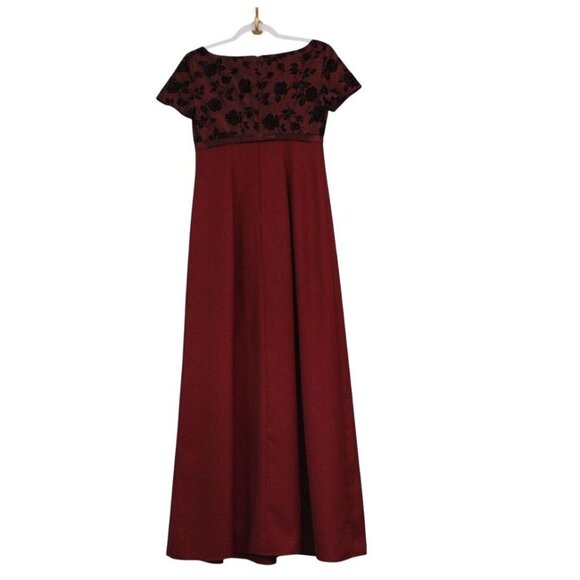 Vintage Empire Waist Gown 4 Petite Wedding Guest Formal Floral Velvet Whimsigoth - Picture 11 of 16